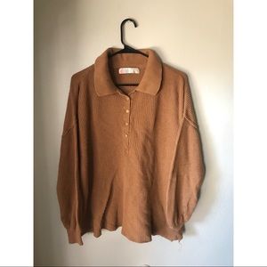 Free People Beach ribbed collared pullover sweater